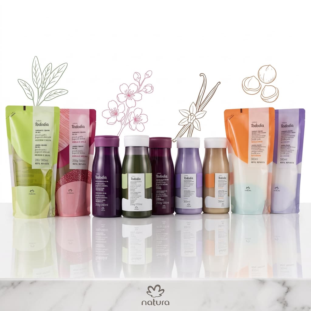 Sabonete Líquido Corporal Tododia Natura 300ml Cremoso Hidratante Limpeza Gentil e Perfumada