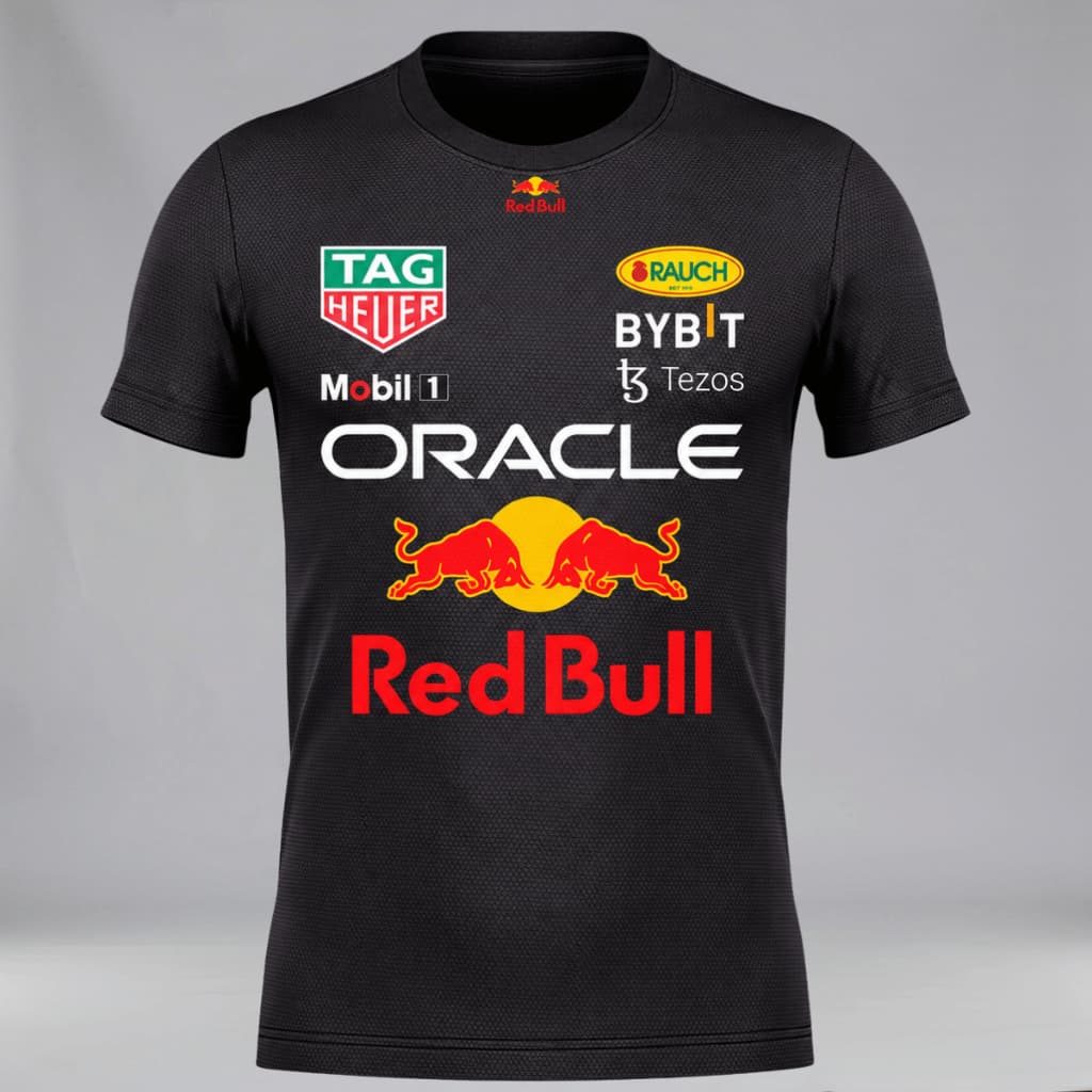 Camiseta Dry Fitness Estampa Red Bull Camisa Dry-Fit Casual Formula 1 Esporte Ciclismo