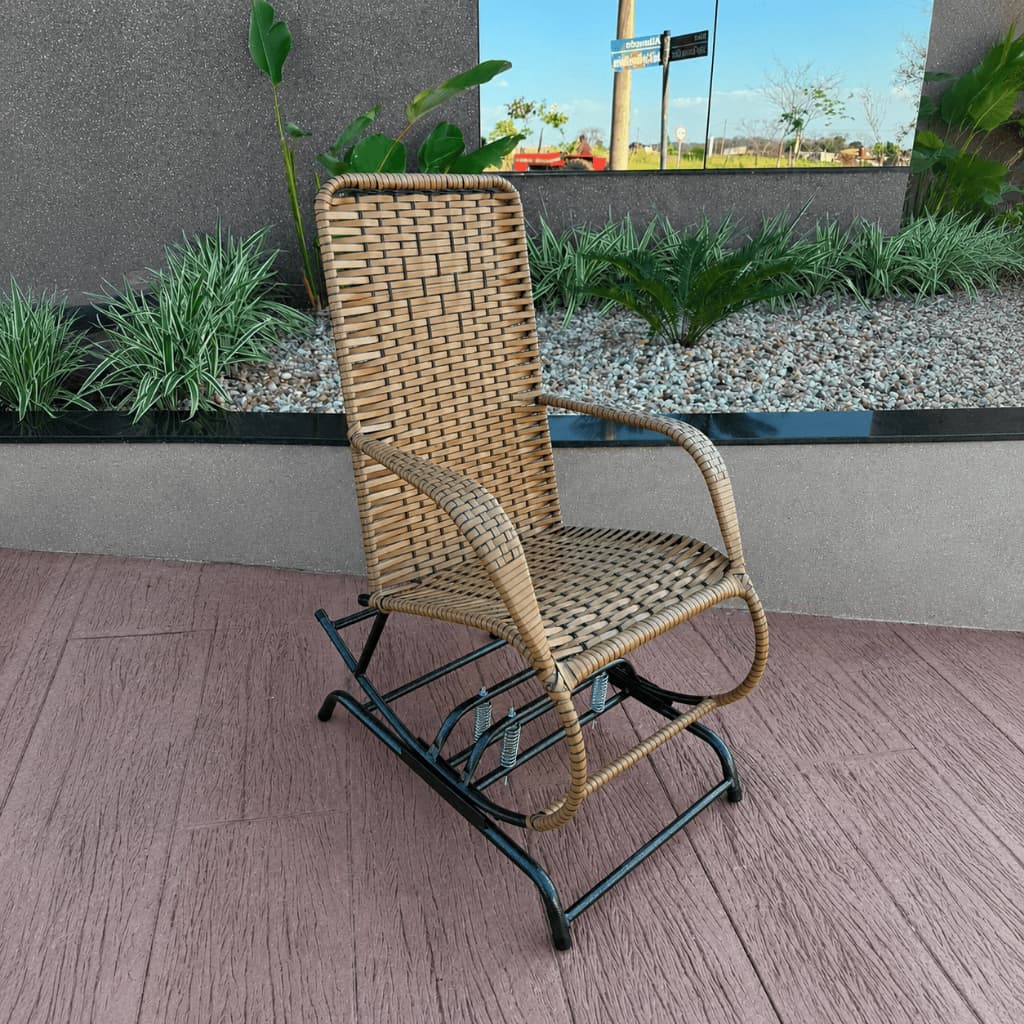 Cadeira de Balanço Poltrona 4 Molas Fibra Sintética Varanda Gourmet Jardim Lazer Sacada Descanso