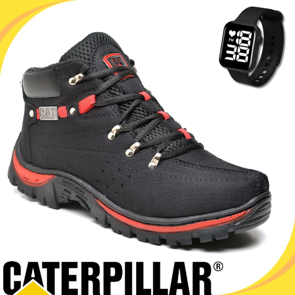 Coturno Masculino Bota Adventure Caterpillar + Relogio Digital
