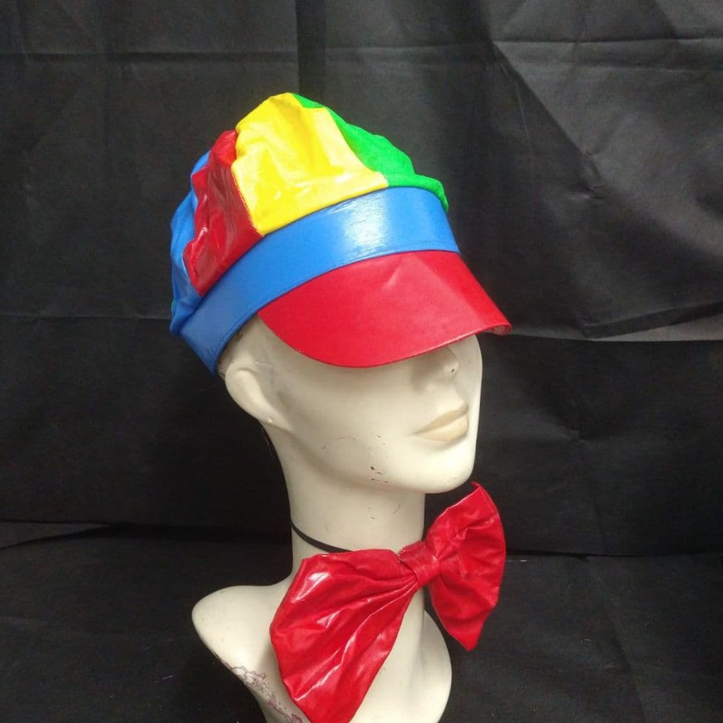 Kit Boina Colorida + Gravata Vermelha Chapéu Colorido Boné Carnaval Cosplay