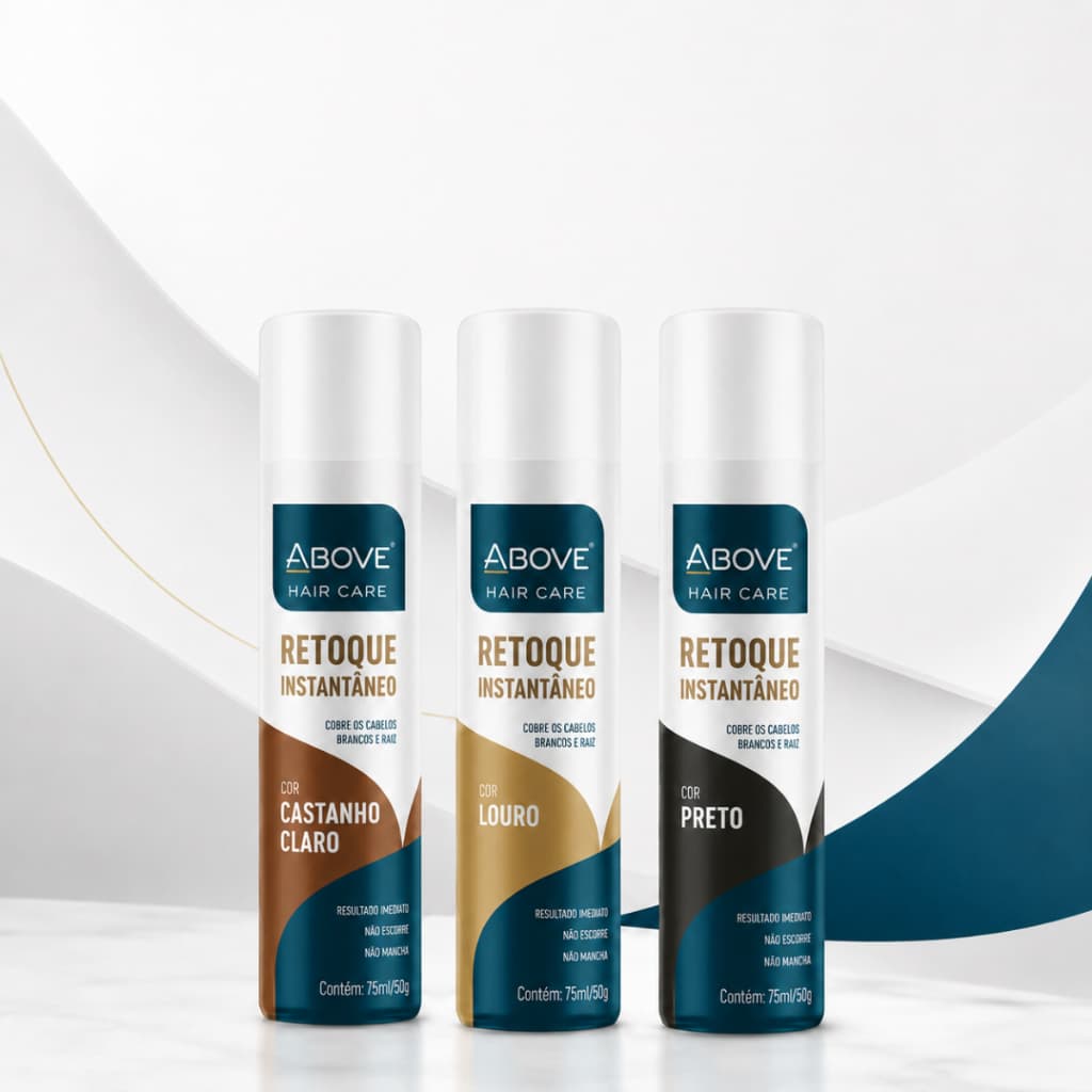 Retoque de Raiz Above 75ml Tinta Spray Capilar Não Mancha Cabelos Brancos Castanho Louro Preto