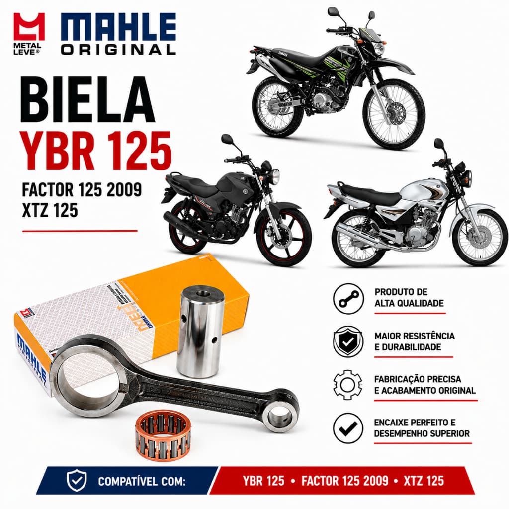 Biela Completa Yamaha Ybr 125 2002 a 2008 Factor 125 2009 Xtz 125 Metal Leve