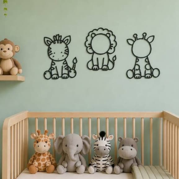 4 Moldura de quarto infantil decoração de parede tema safari molduras de porta de quarto infantil