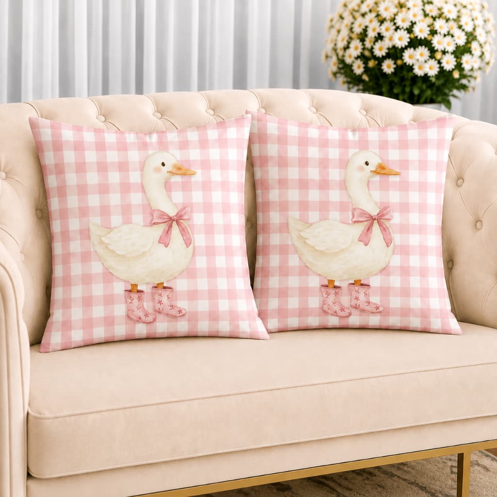 KIT 2 Capas Para Almofadas Decorativas de Luxo, Estilo Moderno Ganso Rosa Sublimadas 45x45