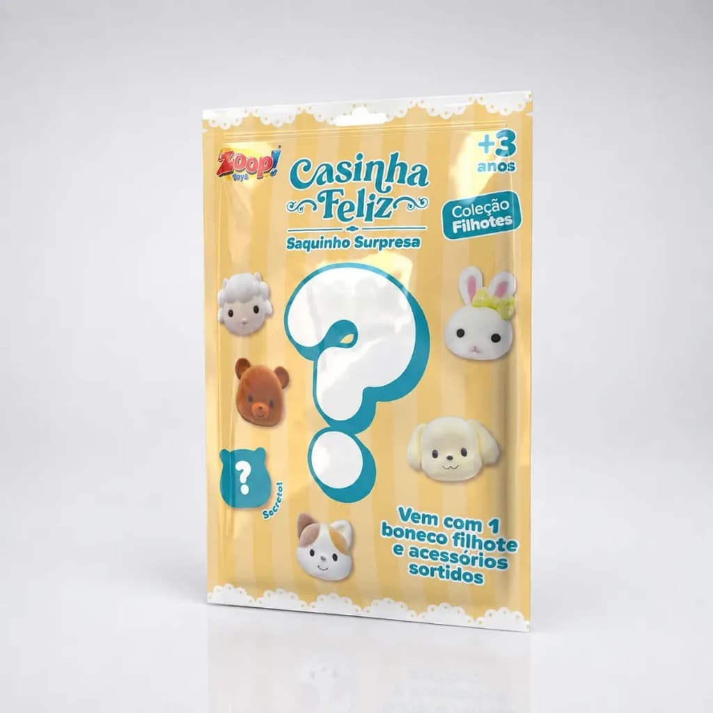 Casinha Feliz Saquinho Surpresa Filhotes Mini Boneco Miniaturas Colecionável Presente Infantil Zoop Toys