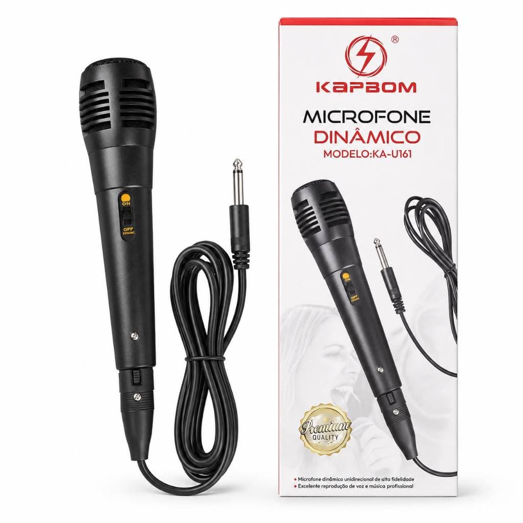 Microfone Dinamico Com Fio Profissional Cabo P10 Kapbom KA-U161