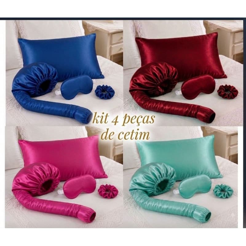 kit 4 peças de cetim anti frizz