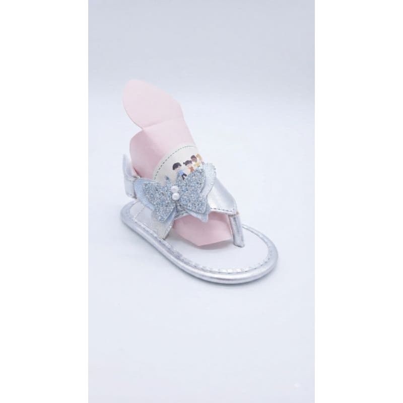 Sandália Infantil de Bebê com Borboleta - Prata