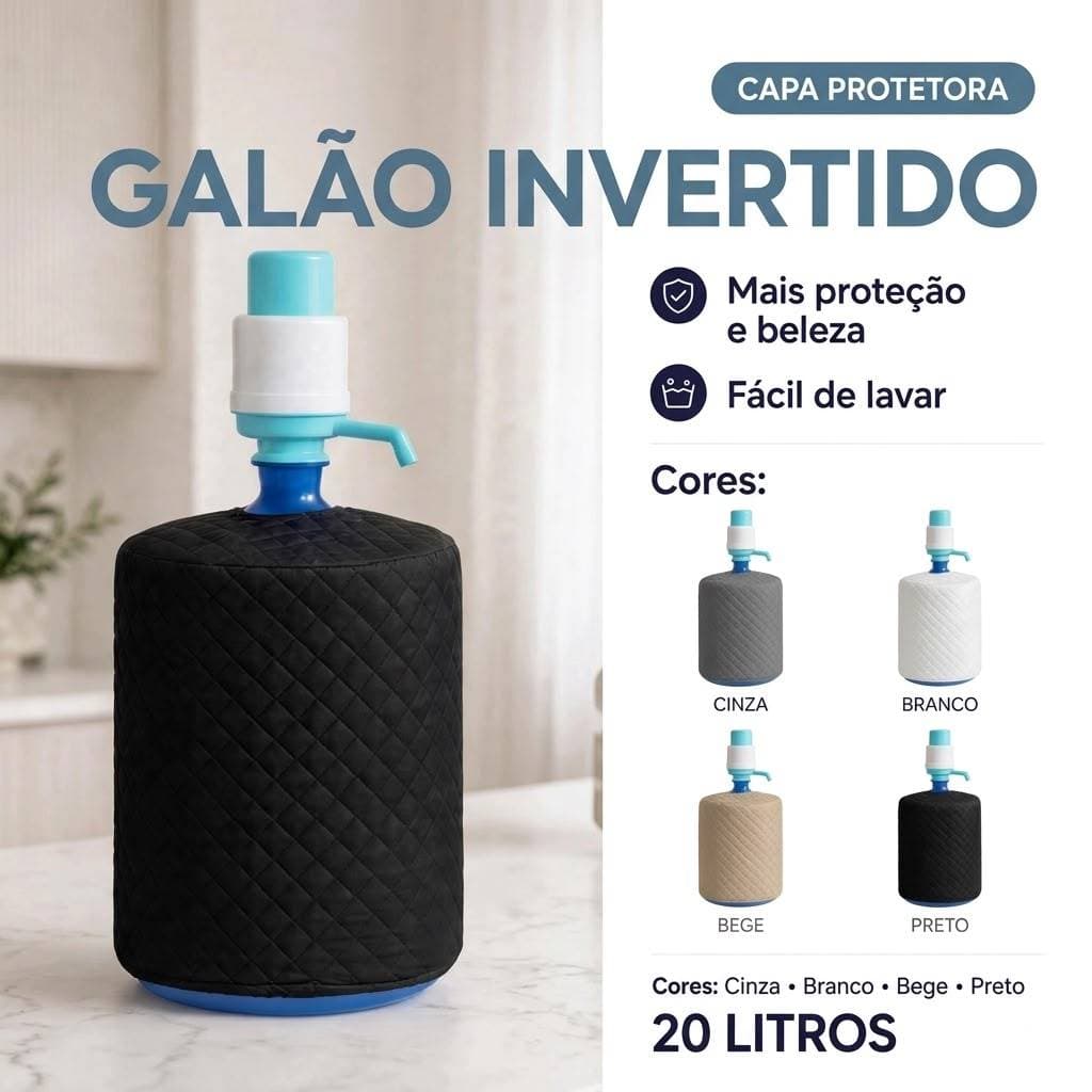 Capa Para Galão De Água Invertido 20L Matelada Lavável Cozinha Escritório Decorativa Premium