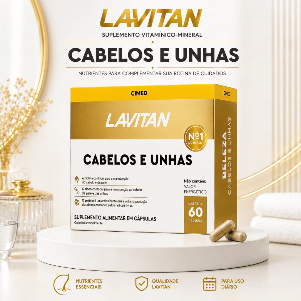 Lavitan Cabelos Unhas Biotina Zinco Selênio Vitamina Pele Forte Saudável Crescimento Fortalecimento Diário