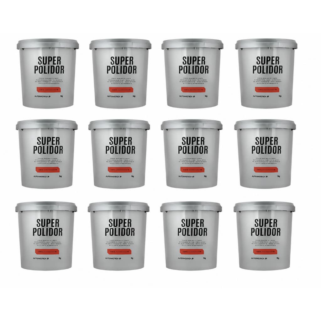 Caixa 12 Unidades Super Polidor AutoAmerica 1kg Massa Polimento Automotivo