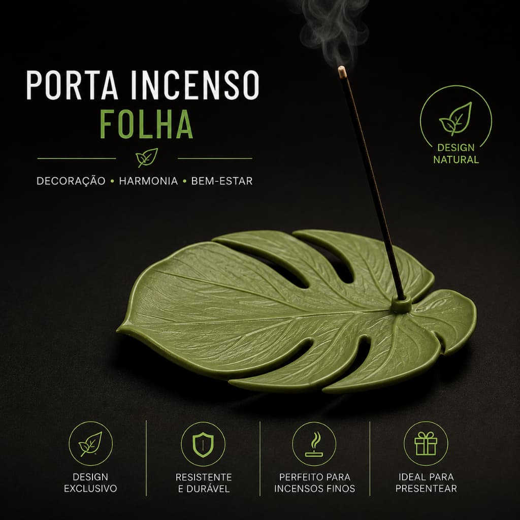 Incensário Folha Costela de Adão Monstera Porta Incenso Decorativo