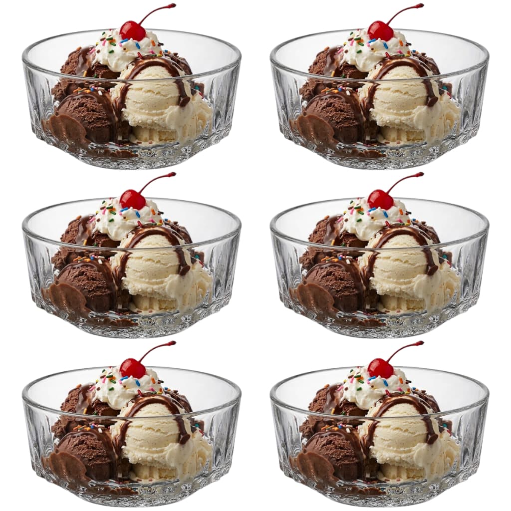 Kit Jogo 6 Bowls Taças de Vidro para Sobremesa Sorvetes e Doces 260ml Qualidade Premium Design Elegante Transparente