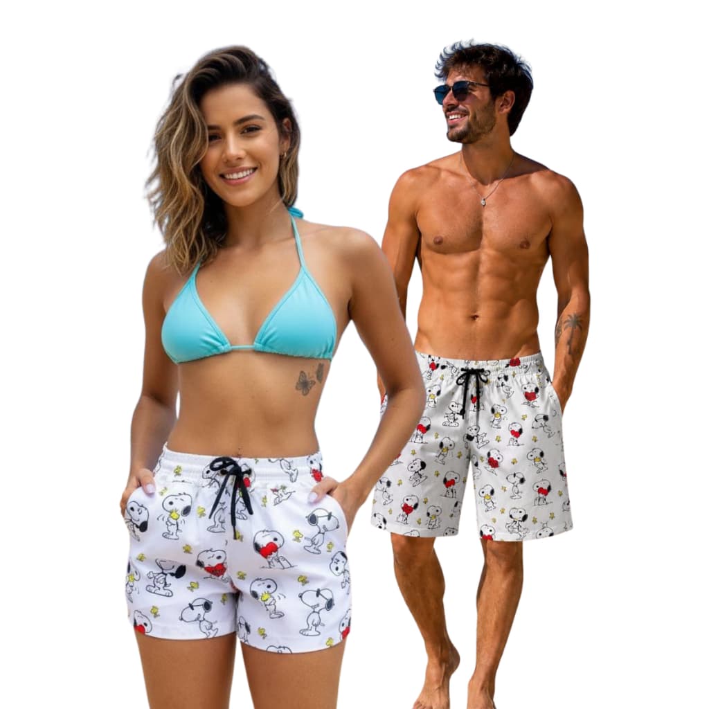 Kit Bermuda Casal Premium – Elastano, Verão e Lazer Férias, Academia e Treino Namorados