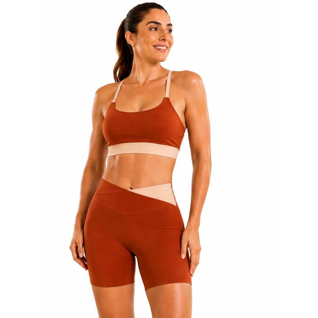 Conjunto Fitness Feminino Top Short look academia conjunto treino feminino para musculação caminhada exercício REF1337
