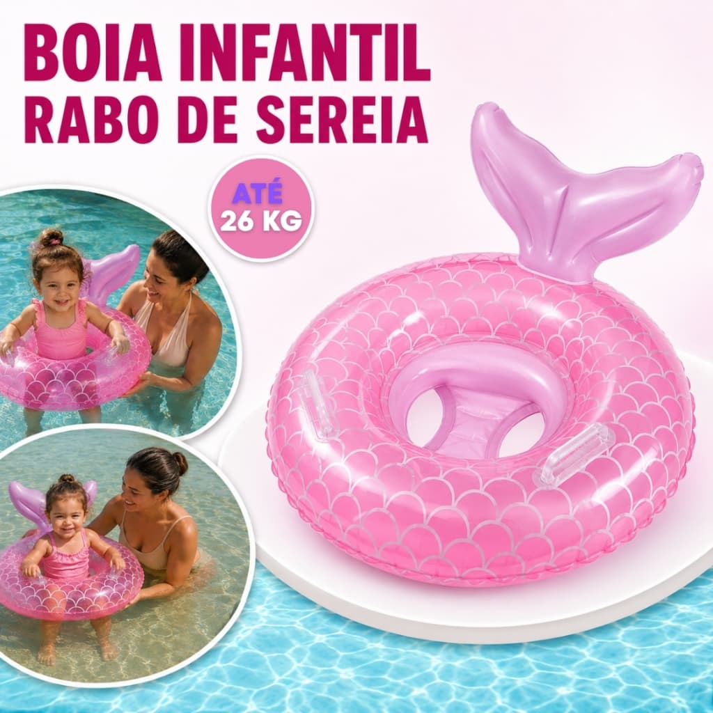 Boia Infantil com Fralda Assento Inflável Bebê até 26kg Piscina Praia Flutuador Segurança Criança