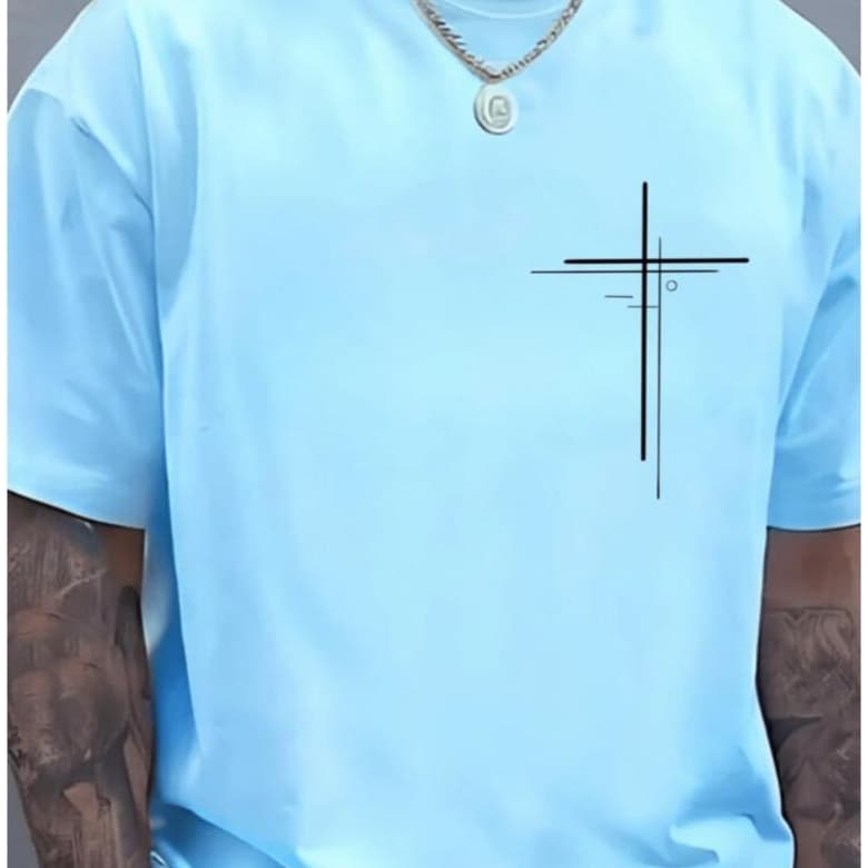 Camiseta blusa masculina cruz dupla camisa igreja  cristâo 100% algodao basica