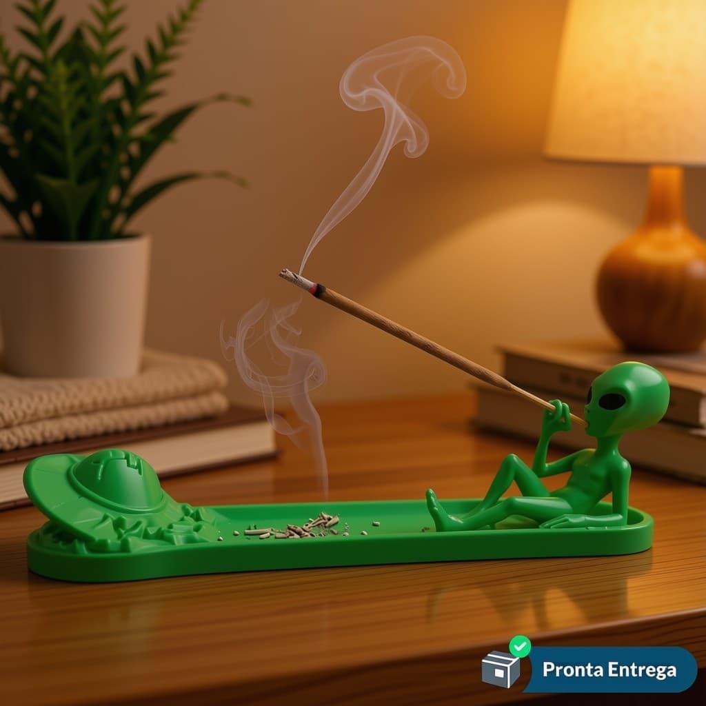 Porta Incenso ET Alienígena Divertido  no Disco Voador 25cm - Porta Incenso Criativo Suporte incenso