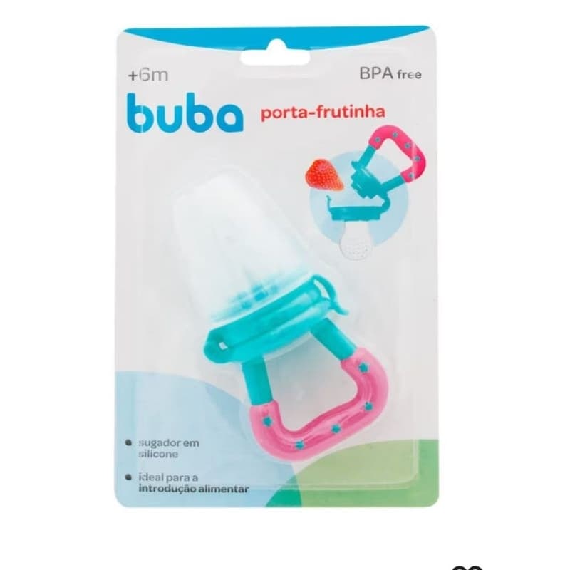 Porta Frutinha Alimentadora Silicone Azul Rosa Buba Menina Menino