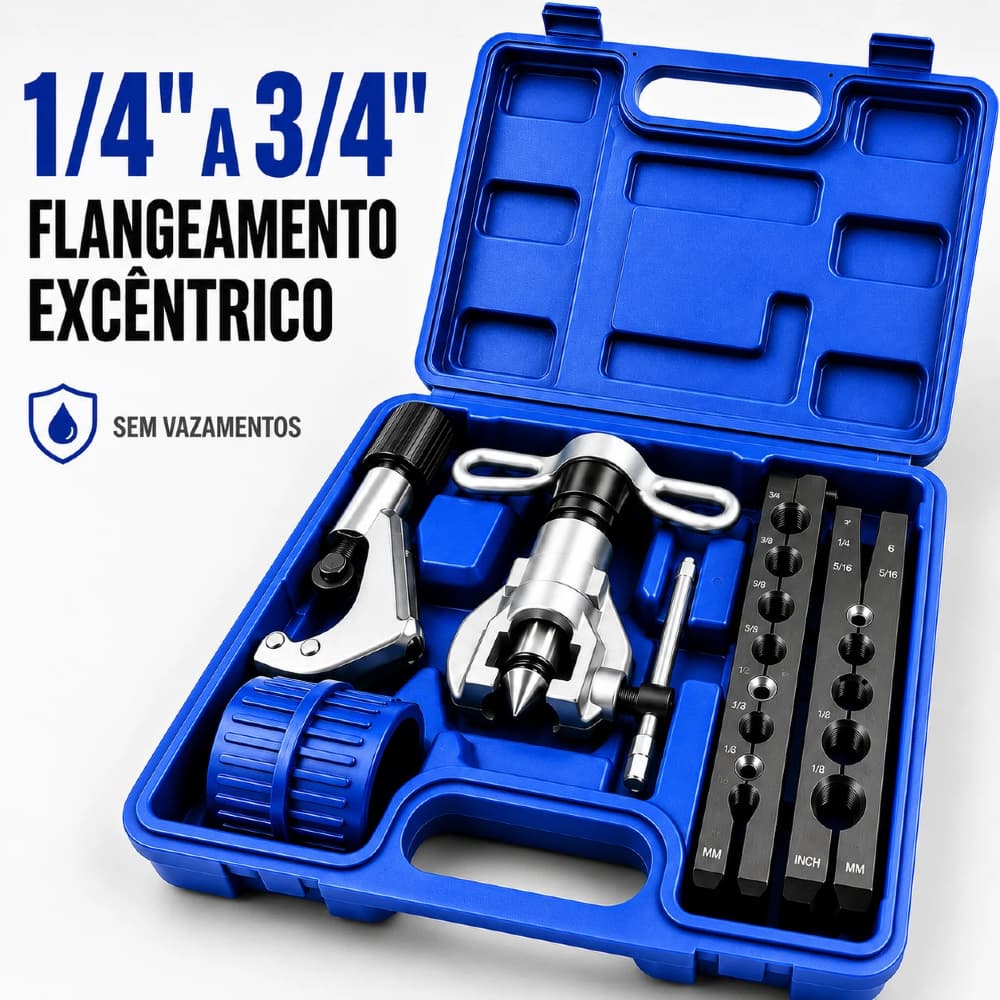 Máquina de flangeamento excêntrica com lâmina de corte e broca, 1/4“ a 3/4” EOS, vedação de alta eficiência