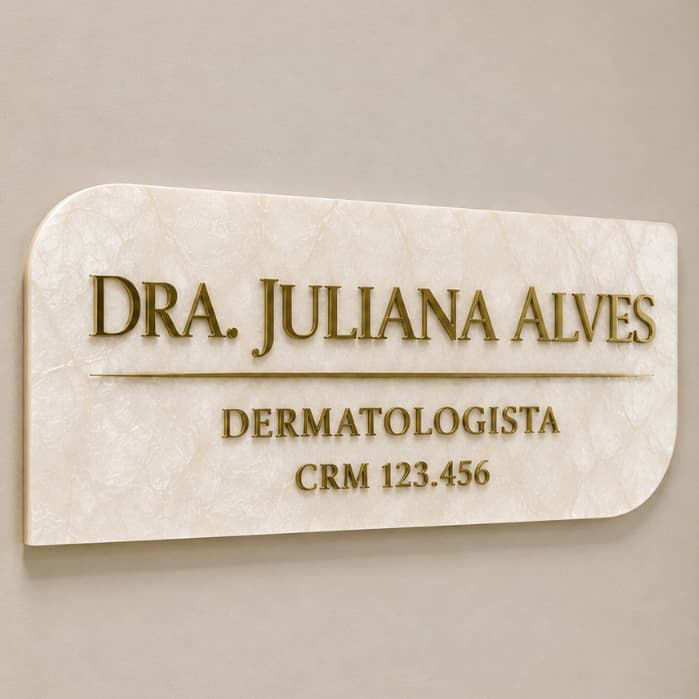 Placa De Sinalização Indicativa Personalizada 25x10cm Em Acrílico Marmorizado Luxo