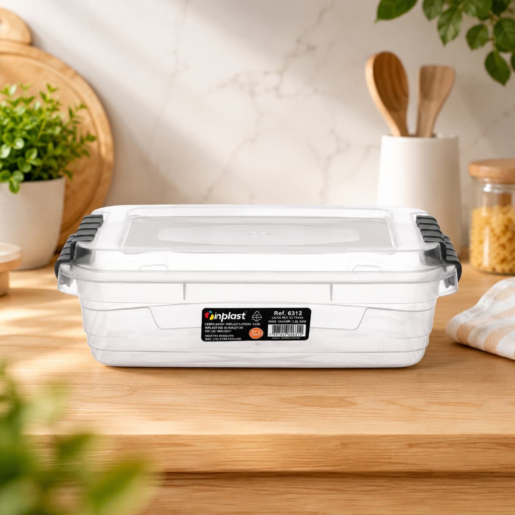 Pote Plástico 1,5 Litros com Tampa e Travas para Alimentos Marmita Freezer Micro-ondas