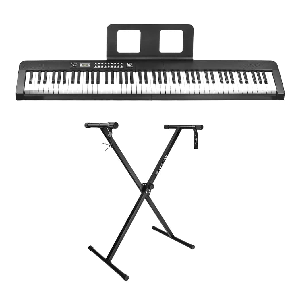Kit Piano Digital 88 Teclas GrandKey Sonoros E Suporte Para Teclado Em X Luminos
