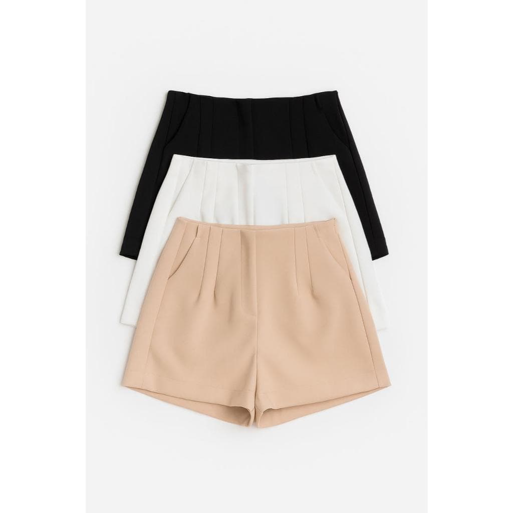 Short Alfaiataria Feminino com Ziper invisivel na Lateral Cintura alta moda Verão