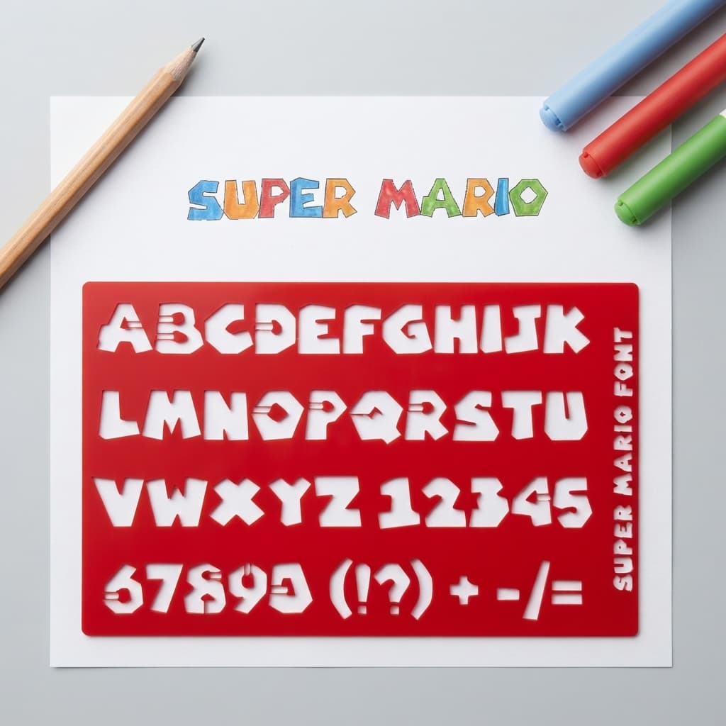 Estêncil Super Mario Alfabeto 26 Letras Números Moldes para Pintura Artesanato Personalização Reutilizável Stencil