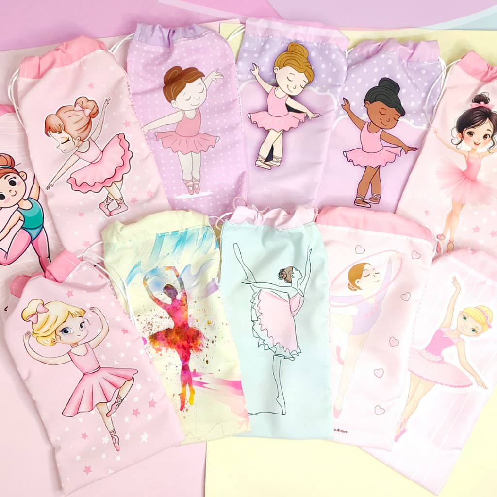 Saquinho para Sapatilha Ballet | Porta Sapatilhas com Tela Respirável | Infantil e Adulto