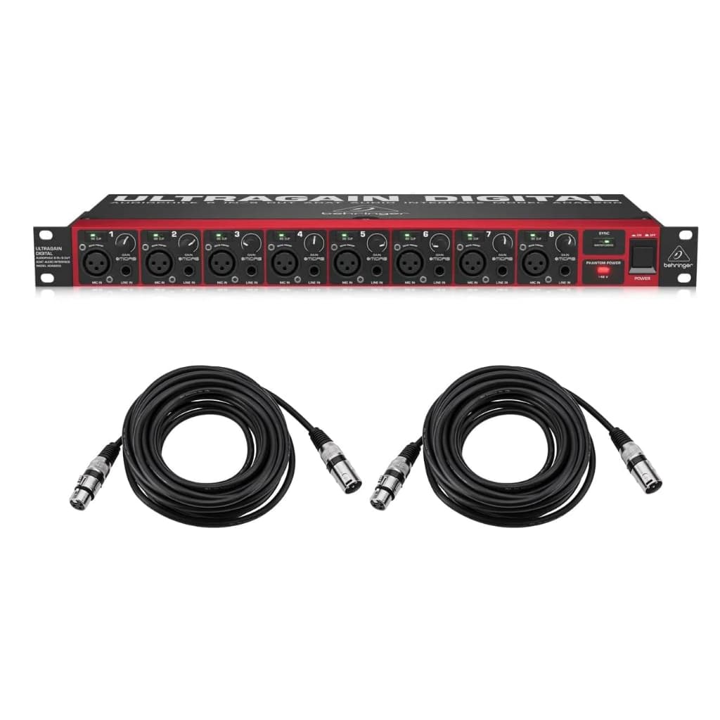 Interface De Audio ADAT Behringer ADA8200 Preamps Midas 8 Canais + 2 Cabos XLR 7.6m