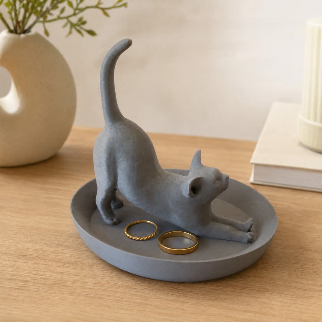 Porta-Anéis Gato Decorativo Porta-Joias Organizador de Anéis e joias