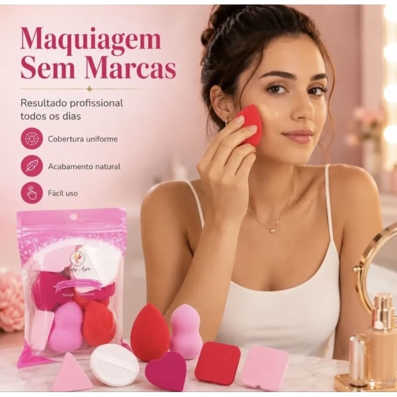 Kit Esponjas para Maquiagem - Conjunto com 9 Unidades para Aplicação Versátil