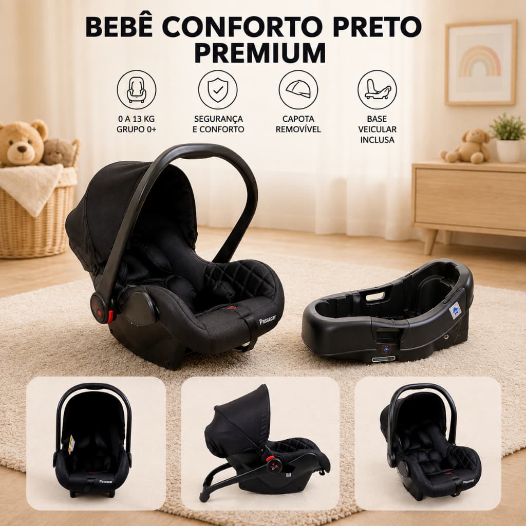 BEBE CONFORTO CADEIRA DE CARRO GRUPO 0+ ACONCHEGO HB816 + BASE VEICULAR BASE PARA CARRO- KIT PASSEAR
