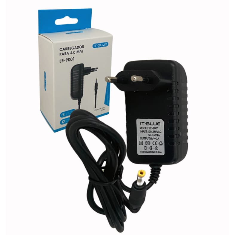 Fonte Carregador para Caixa Som 9V/ 3A Pino Fino Amarelo 4.mm  Maxxi sound  Multiuso