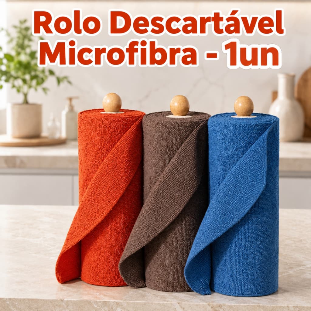 Rolo de Microfibra Destacável Pano Limpeza Multiuso - 20un destacáveis 25x25 - Cores Sortidas
