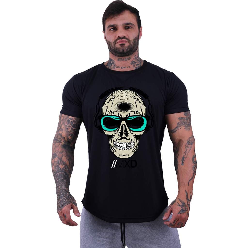 Camiseta Longline Slim Masculina MXD Conceito Academia Treino Casual Cachorro Good Vibes