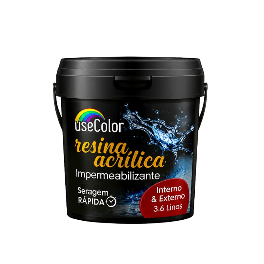 Resina Acrílica 3,6L Incolor Acabamento Brilhante e Fosco Base Água Impermeável Multiuso