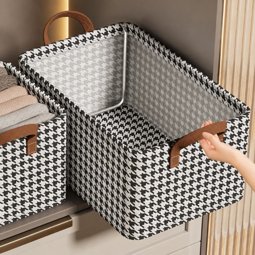 Caixa Organizador Dobrável de Tecido com Estrutura de Aço Organizador para Roupas Guarda-Roupa