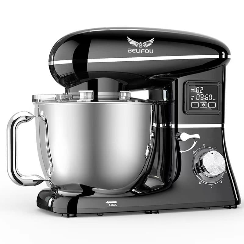 Batedeira Planetária 1900W 6,2L com Timer Digital, 6 Velocidades+Pulse, Tigela Inox, 110V/220V Preta
