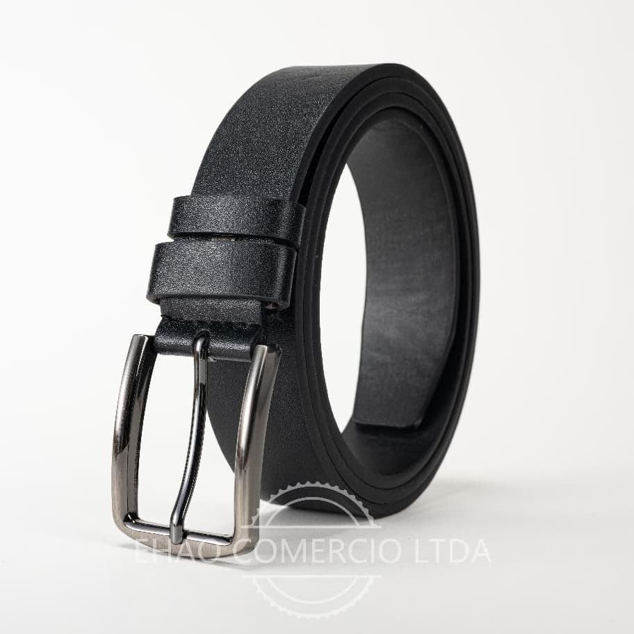 Cinto de PU masculino, fivela de pino de alta qualidade, cinto masculino preto, cinto masculino de tamanho grande