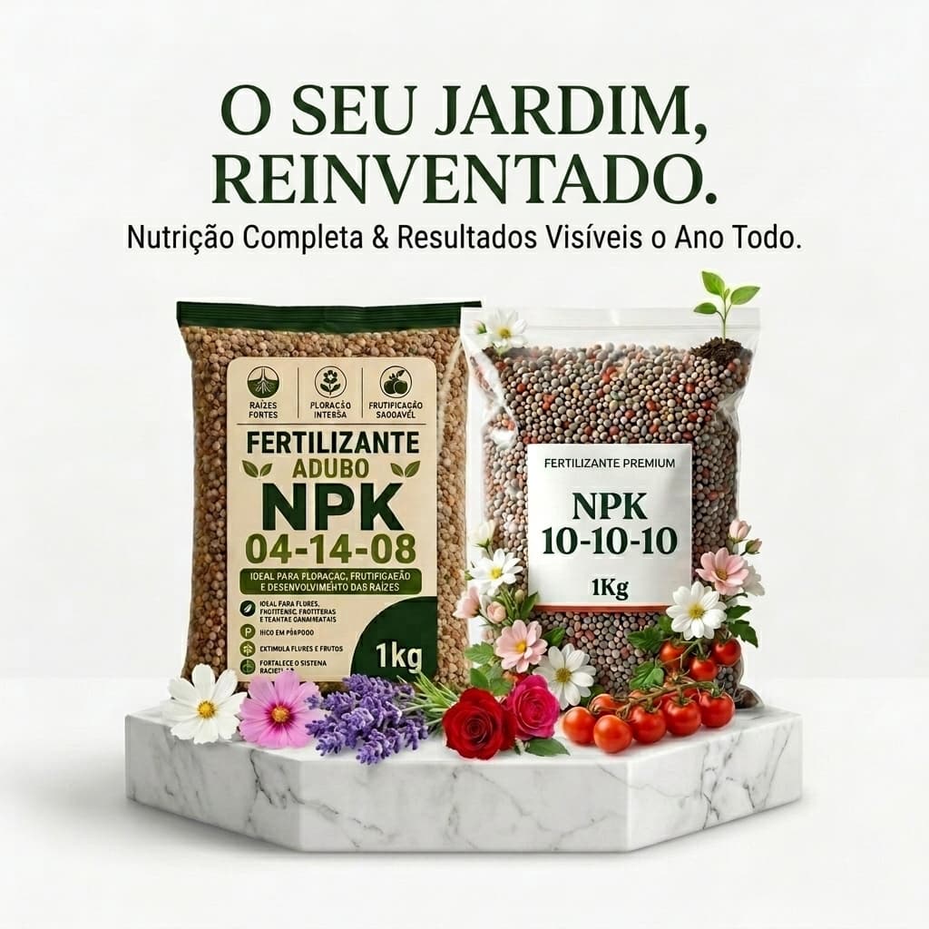 Kit turbo Fertilizantes NPK 041408 e 101010 - Adubo Fertilizante Para Plantas, Hortas Jardins Flores Frutíferas e Vasos