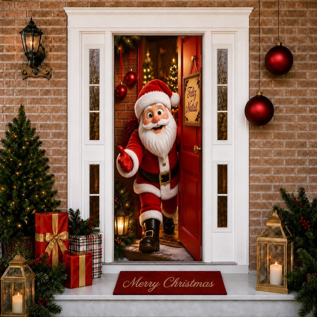 Capa Para Porta Painel De Mesa 50x50 Natal Papai Noel
