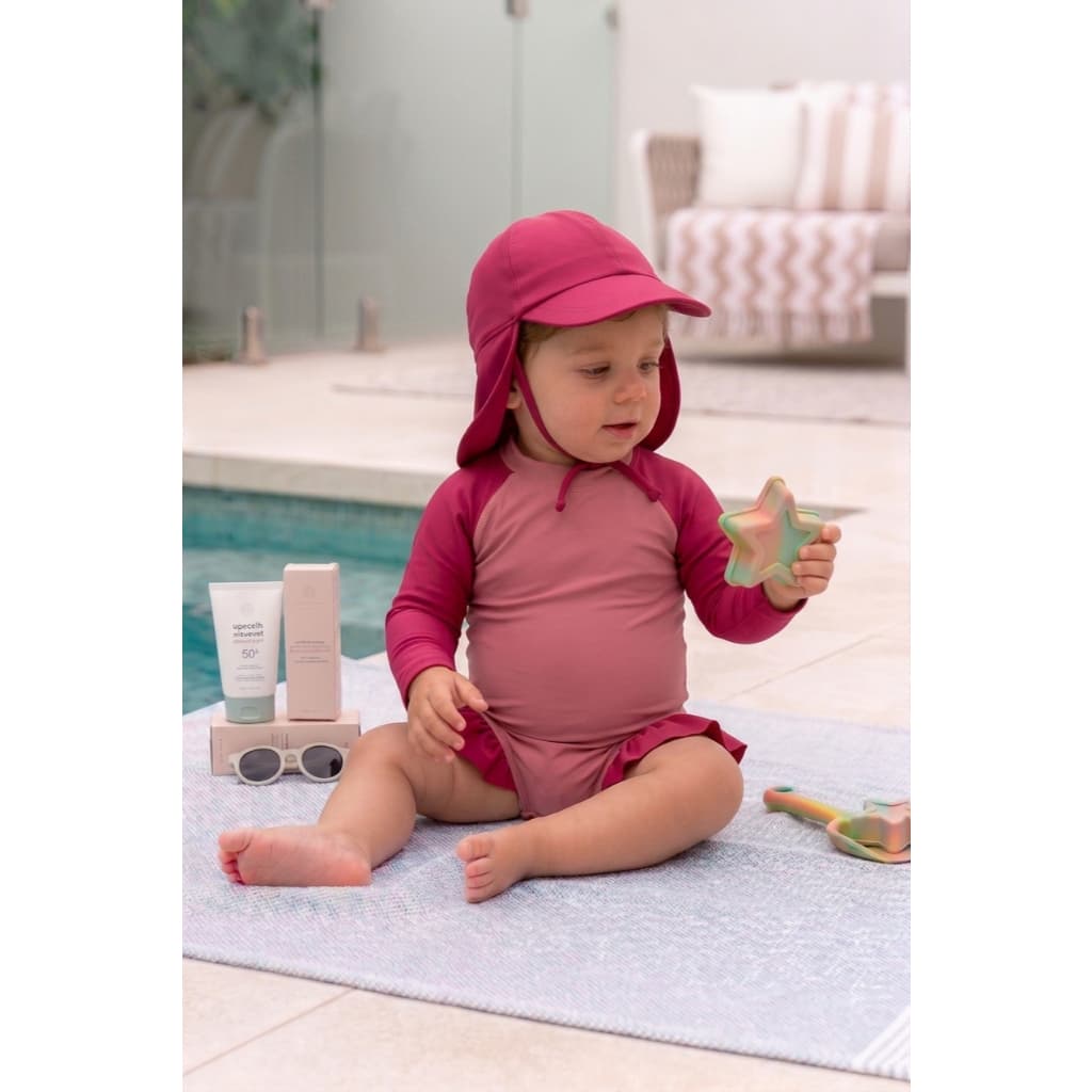 Body Bebê Proteção Solar UV 50 Plus + Chapéu Boné Praia Verão Menino Menina Premium