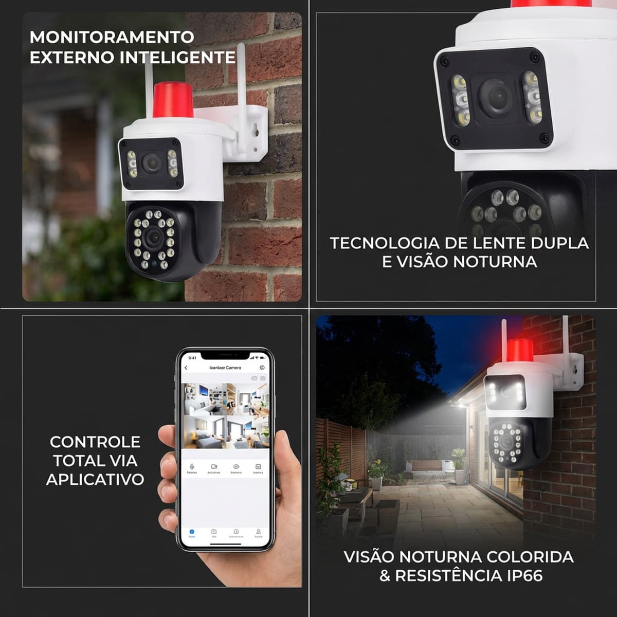 Camera de Segurança IP Dupla e com Pontinho para Monitoramento Residencial e Comercial