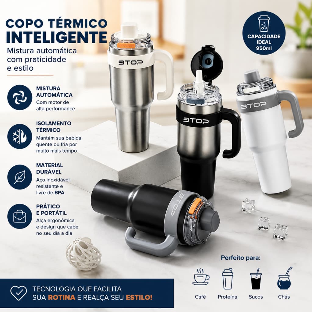 Garrafa Térmica Premium 1200ml com Alça e Canudo Inox--2097