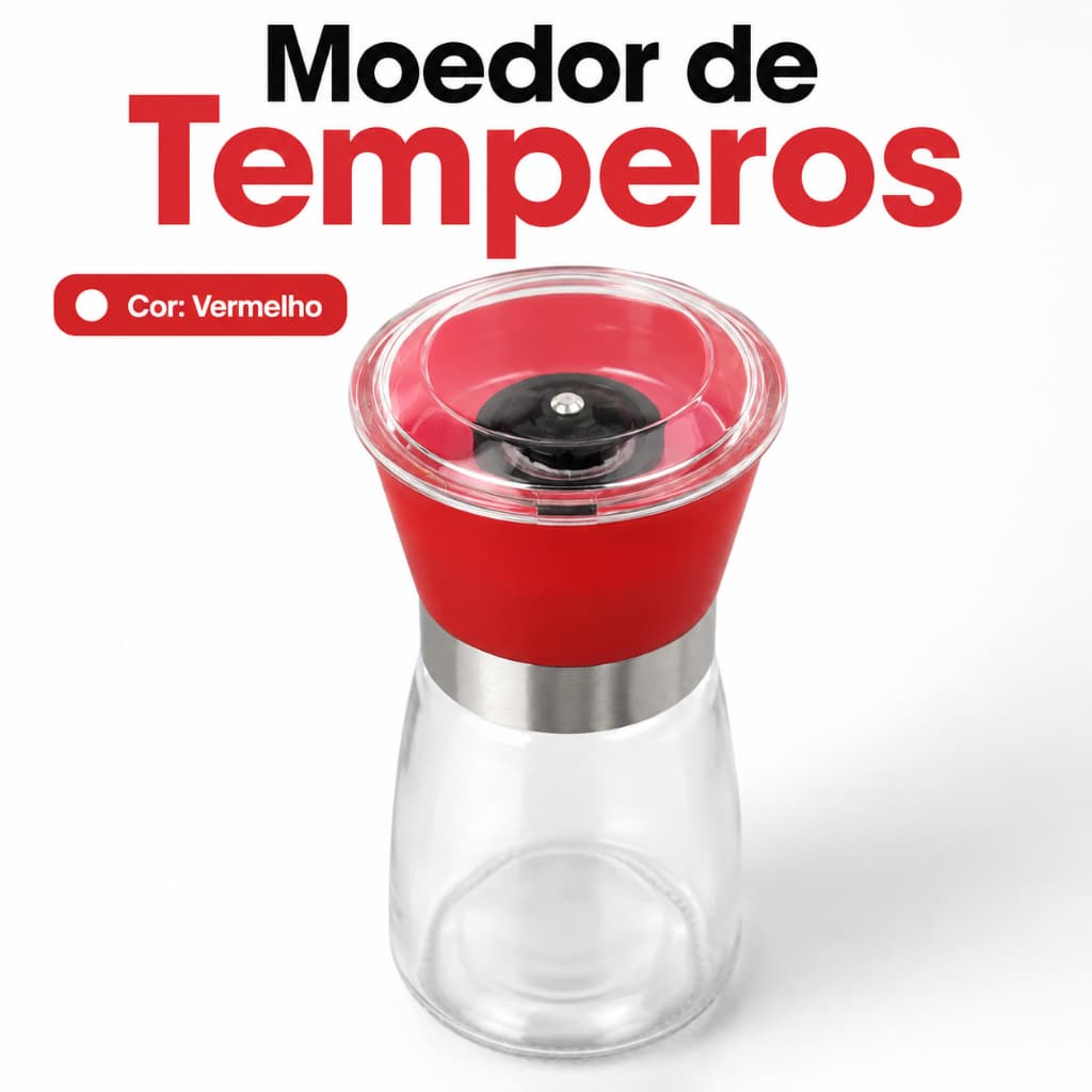 Moedor de Pimenta Manual Sal Grosso Temperos Especiarias em Vidro Pimenteiro Gourmet para Cozinha Cores Sortidas