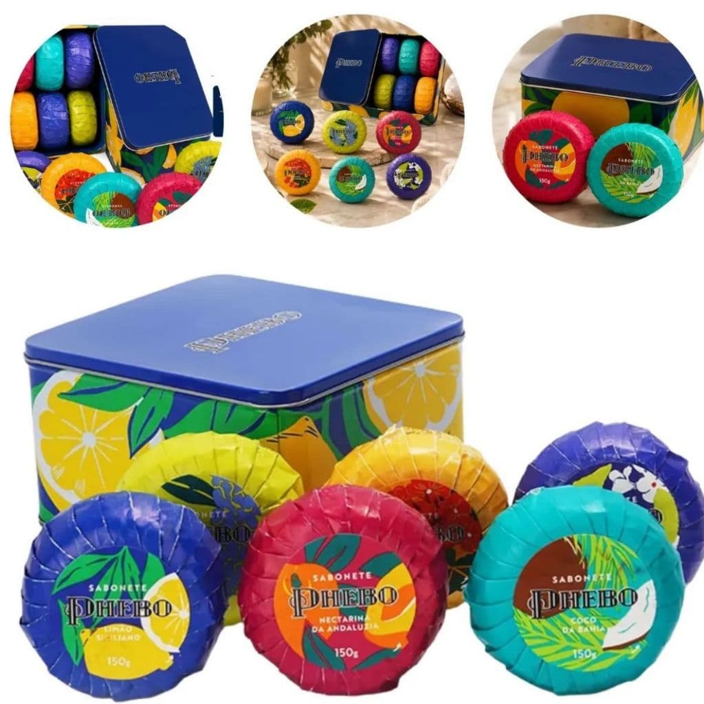Kit Presente Sabonete Barra Phebo Origens Lata 6un 150g
