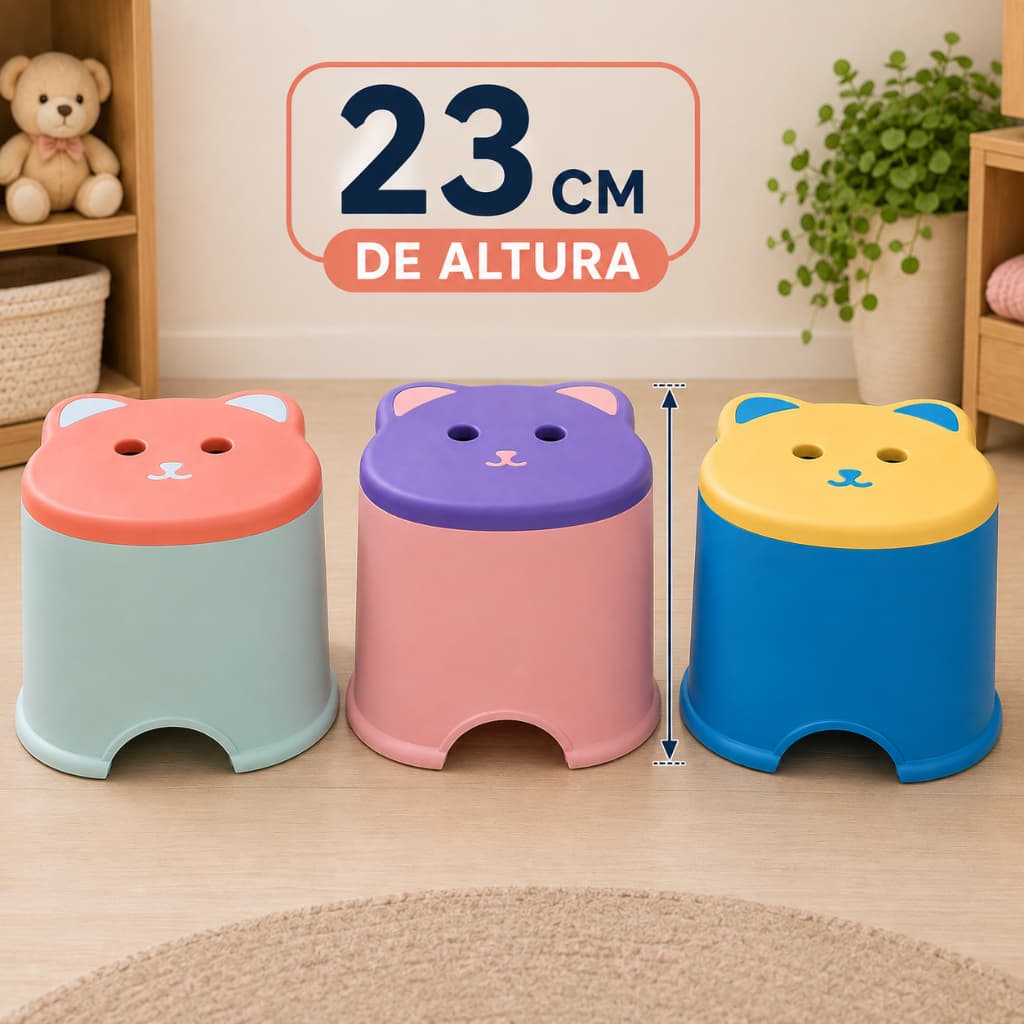 Banquinho Infantil Gatinho Degrau para Pia Banheiro Antiderrapante Até 60kg